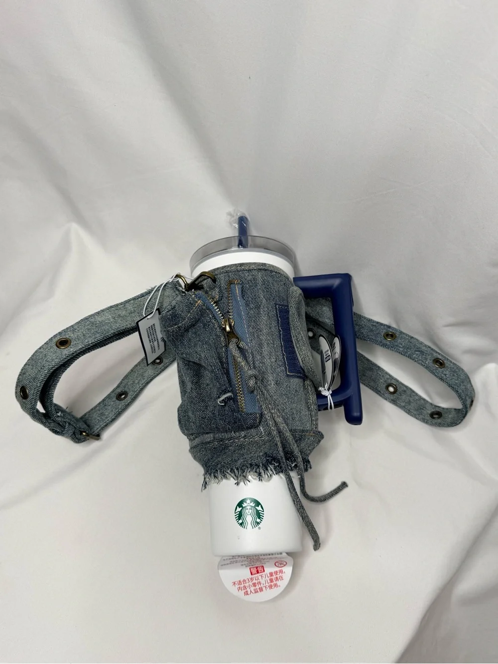 RARE Starbucks Retro Denim Collection 40oz Tumbler with Multifunctional Pouch